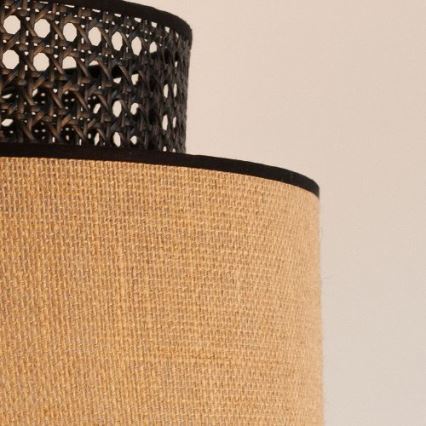 Hängeleuchte BOHO 1xE27/60W/230V d 40 cm schwarz/Rattan