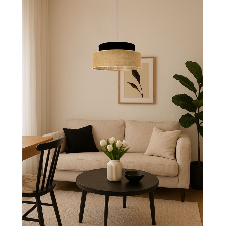 Hängeleuchte BOHO 1xE27/60W/230V schwarz/beige