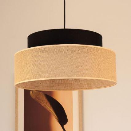 Hängeleuchte BOHO 1xE27/60W/230V schwarz/beige