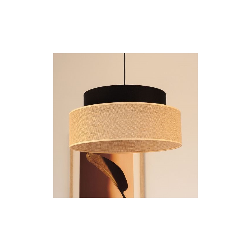 Hängeleuchte BOHO 1xE27/60W/230V schwarz/beige