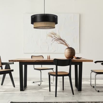 Hängeleuchte BORHO 1xE27/60W/230V schwarz/Jute