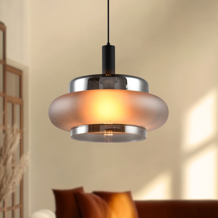 Hängeleuchte BRIZI an Kabel 1xE27/40W/230V, grau/rauchfarben