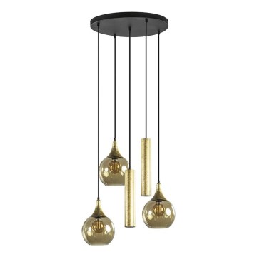 Hängeleuchte CALYPSO 2xGU10/60W/230V + 3xE27/60W schwarz/golden