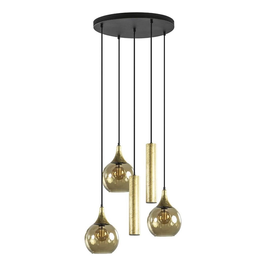 Hängeleuchte CALYPSO 2xGU10/60W/230V + 3xE27/60W schwarz/golden