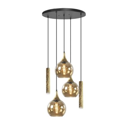 Hängeleuchte CALYPSO 2xGU10/60W/230V + 3xE27/60W schwarz/golden