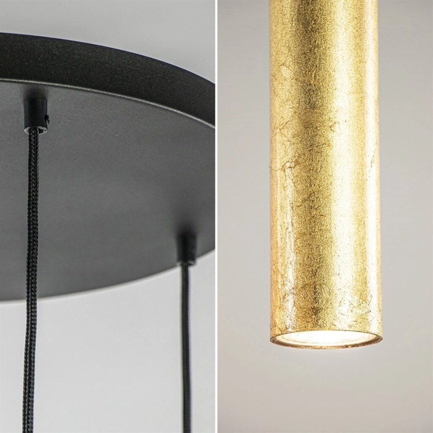 Hängeleuchte CALYPSO 2xGU10/60W/230V + 3xE27/60W schwarz/golden