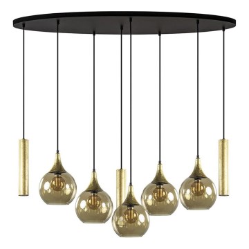 Hängeleuchte CALYPSO 3xGU10/60W/230V + 5xE27/60W schwarz/golden