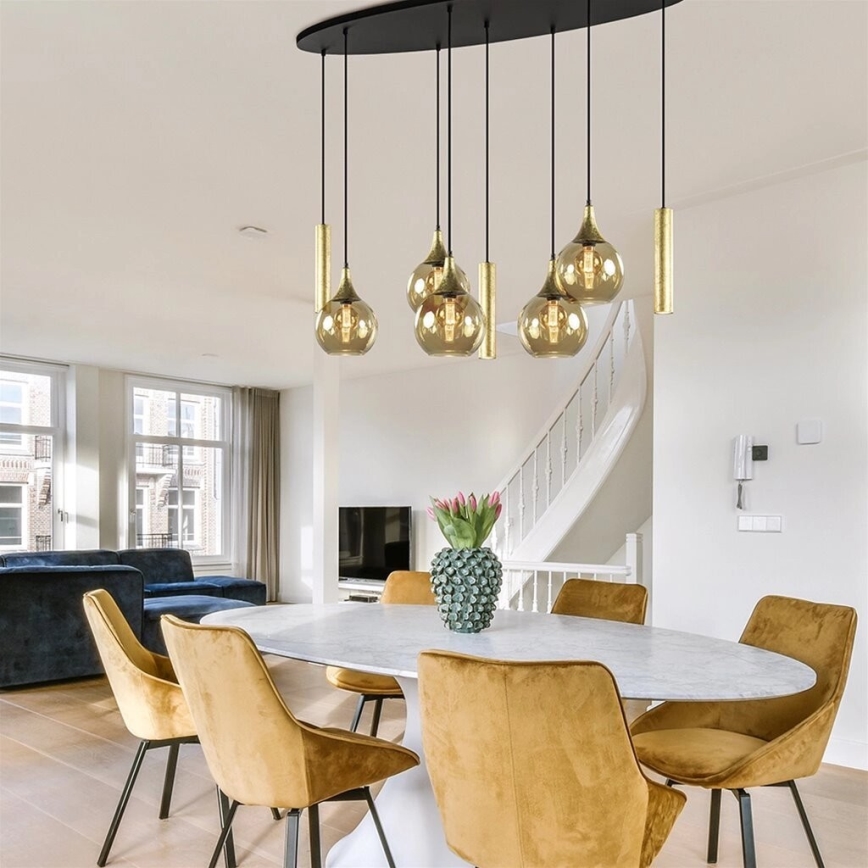 Hängeleuchte CALYPSO 3xGU10/60W/230V + 5xE27/60W schwarz/golden