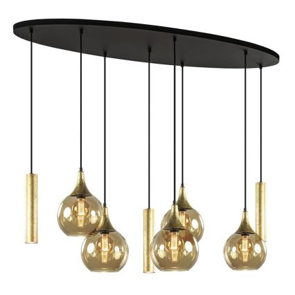 Hängeleuchte CALYPSO 3xGU10/60W/230V + 5xE27/60W schwarz/golden