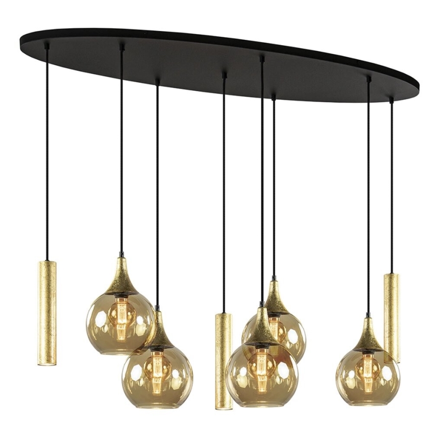 Hängeleuchte CALYPSO 3xGU10/60W/230V + 5xE27/60W schwarz/golden