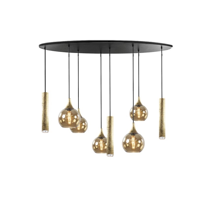 Hängeleuchte CALYPSO 3xGU10/60W/230V + 5xE27/60W schwarz/golden