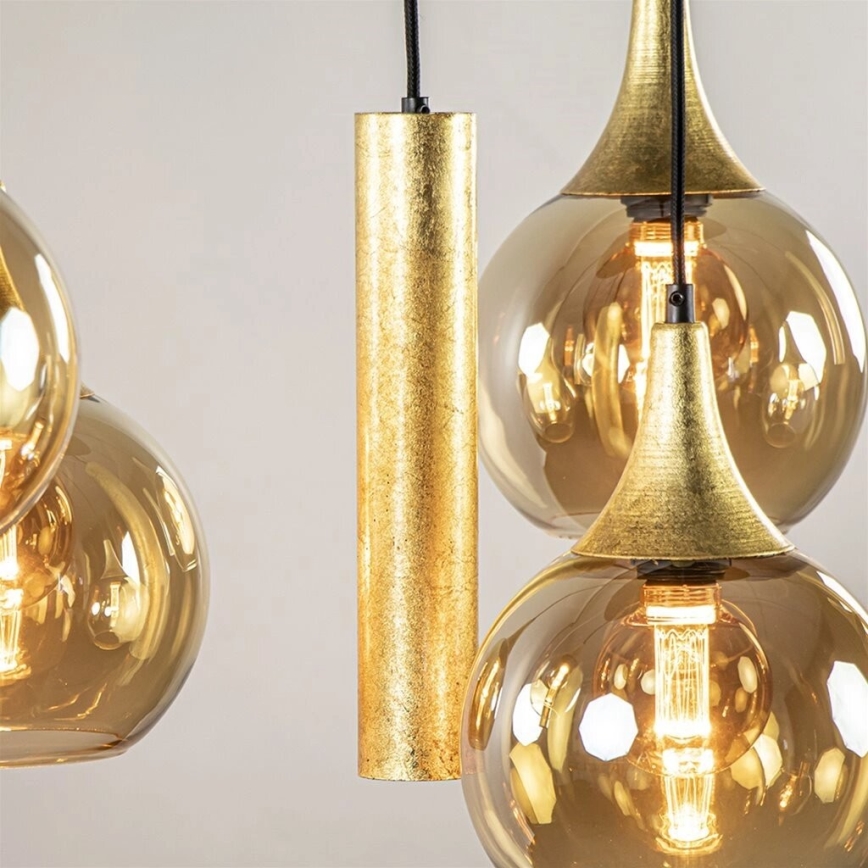 Hängeleuchte CALYPSO 3xGU10/60W/230V + 5xE27/60W schwarz/golden