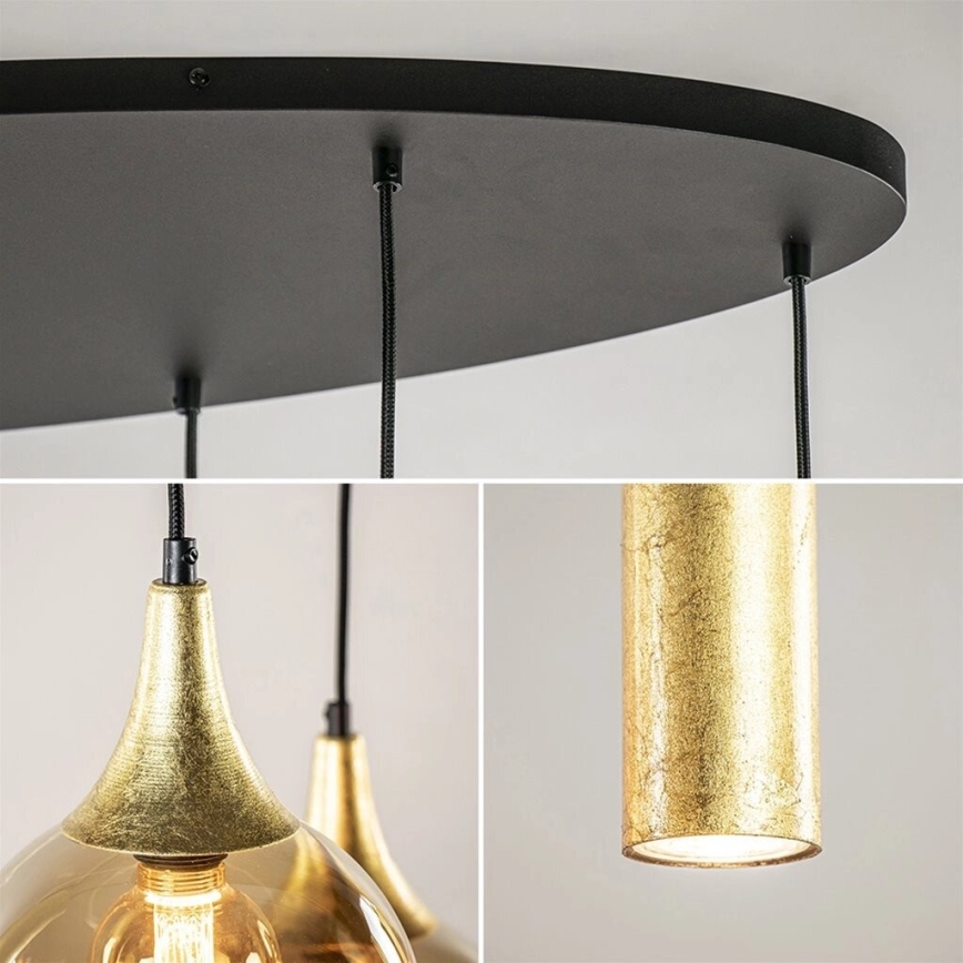 Hängeleuchte CALYPSO 3xGU10/60W/230V + 5xE27/60W schwarz/golden