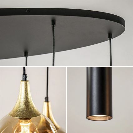 Hängeleuchte CALYPSO 3xGU10/60W/230V + 5xE27/60W schwarz/golden