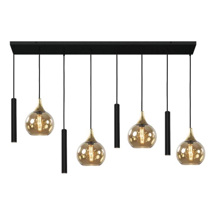 Hängeleuchte CALYPSO 4xGU10/60W/230V + 4xE27/60W schwarz/golden