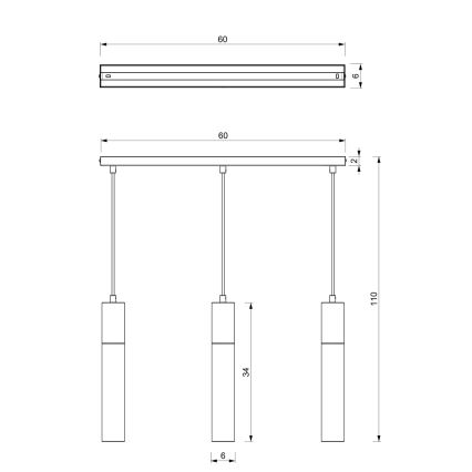 Hängeleuchte CASSA 3xGU10/8W/230V weiß/gold