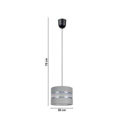 Hängeleuchte CORAL 1xE27/60W/230V d. 20 cm grau