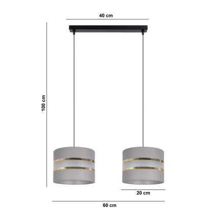 Hängeleuchte CORAL 2xE27/60W/230V grau