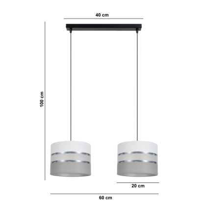 Hängeleuchte CORAL 2xE27/60W/230V weiß/grau