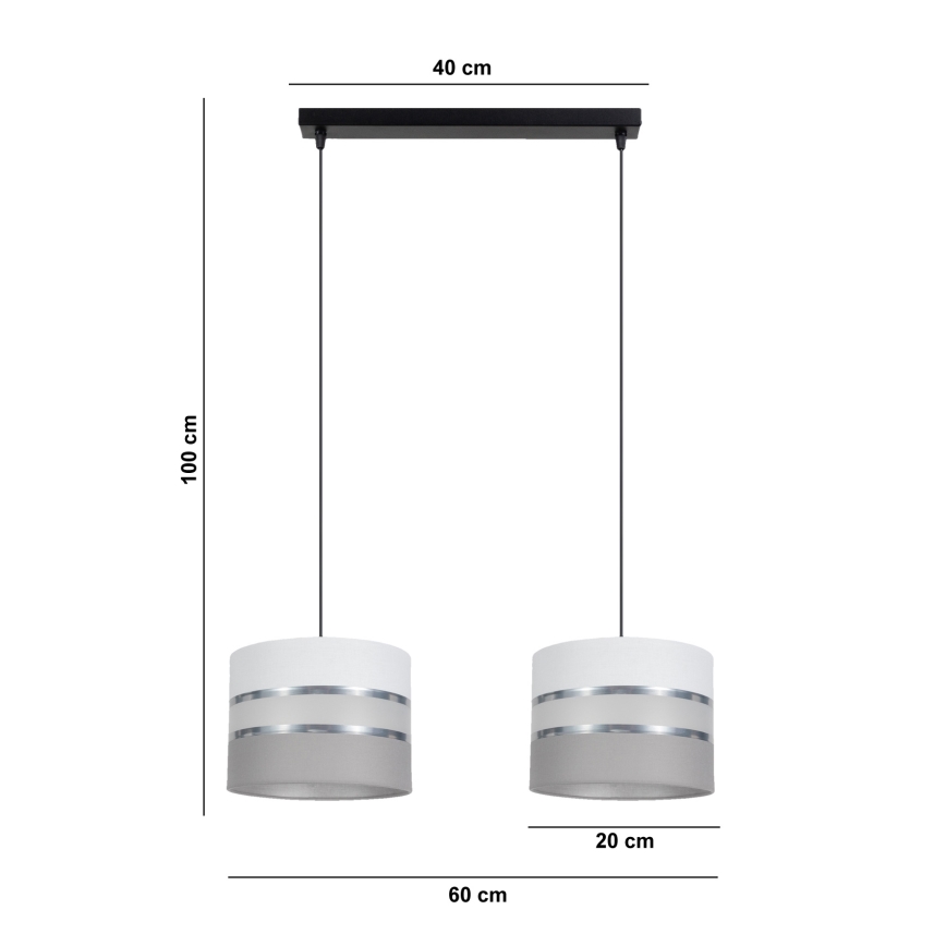 Hängeleuchte CORAL 2xE27/60W/230V weiß/grau