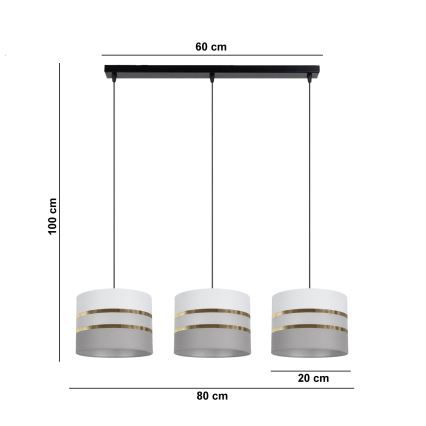 Hängeleuchte CORAL 3xE27/60W/230V weiß/grau