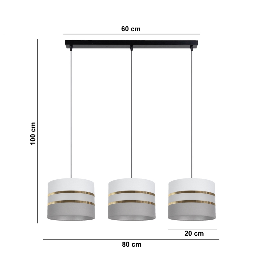 Hängeleuchte CORAL 3xE27/60W/230V weiß/grau