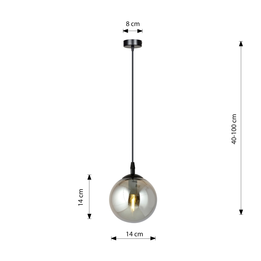 Hängeleuchte COSMO 1xE14/10W/230V d 14 cm schwarz/grau
