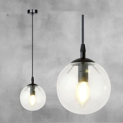Hängeleuchte COSMO 1xE14/10W/230V d 14 cm schwarz/klar