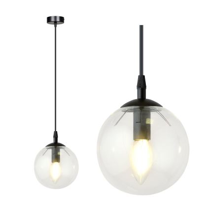 Hängeleuchte COSMO 1xE14/10W/230V d 14 cm schwarz/klar
