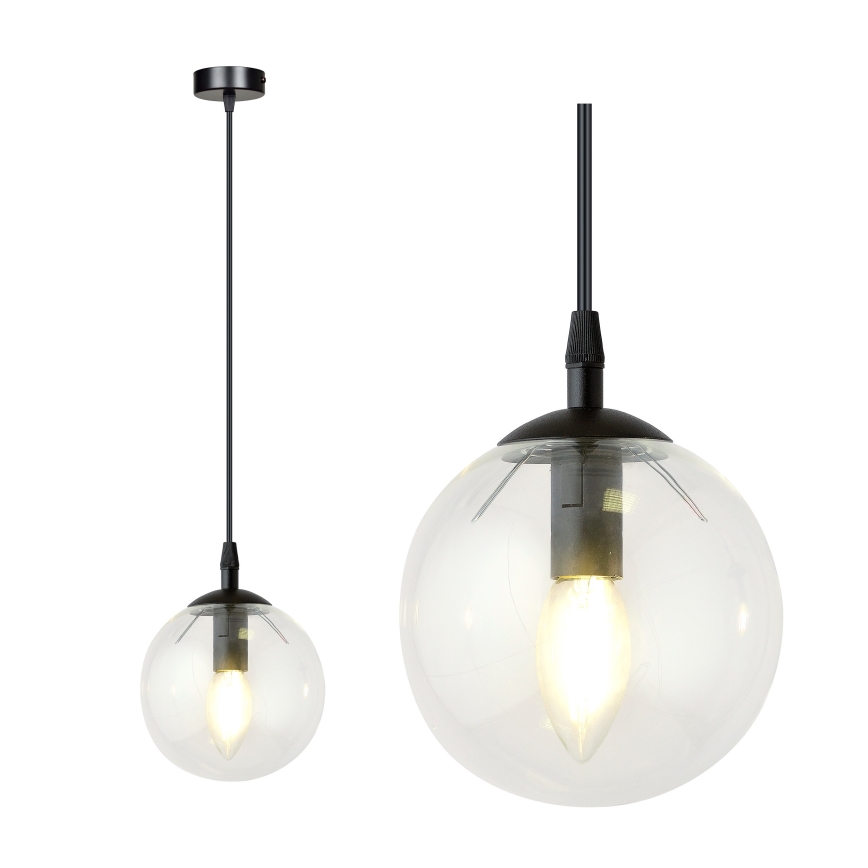 Hängeleuchte COSMO 1xE14/10W/230V d 14 cm schwarz/klar