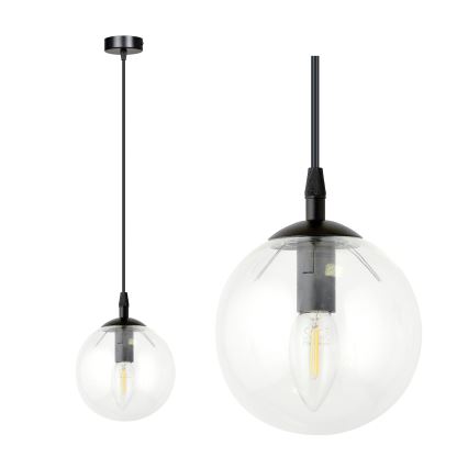Hängeleuchte COSMO 1xE14/10W/230V d 14 cm schwarz/klar