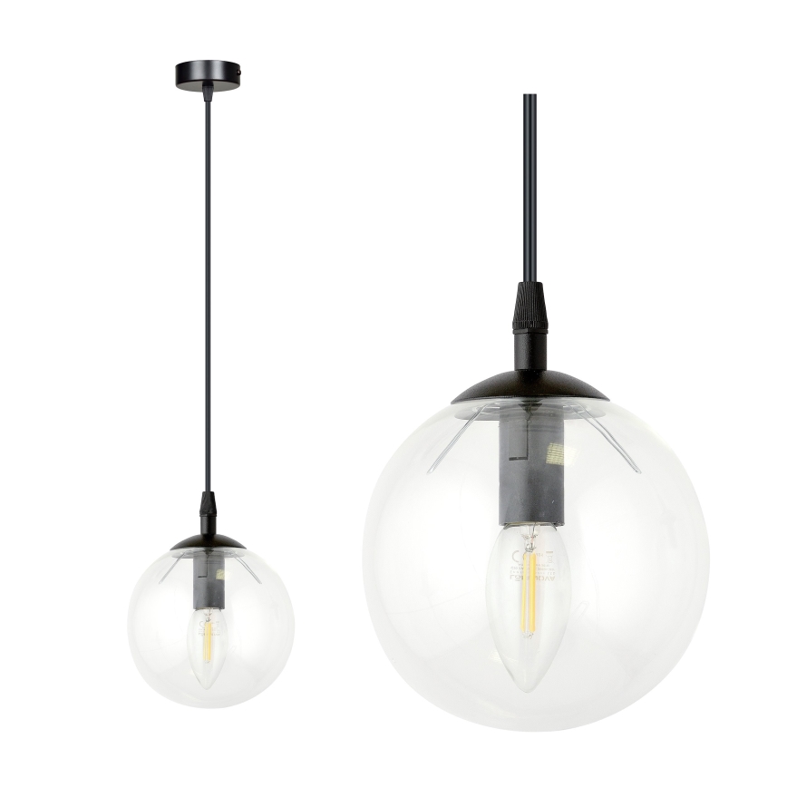 Hängeleuchte COSMO 1xE14/10W/230V d 14 cm schwarz/klar