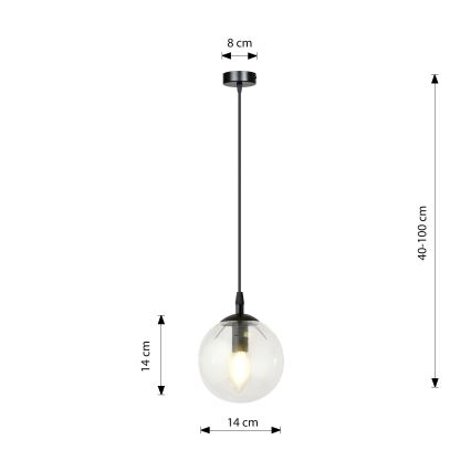 Hängeleuchte COSMO 1xE14/10W/230V d 14 cm schwarz/klar