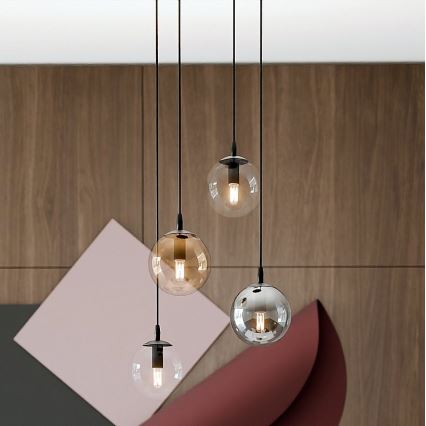 Hängeleuchte COSMO 4xE14/10W/230V d 40 cm schwarz/grau/beige/klar