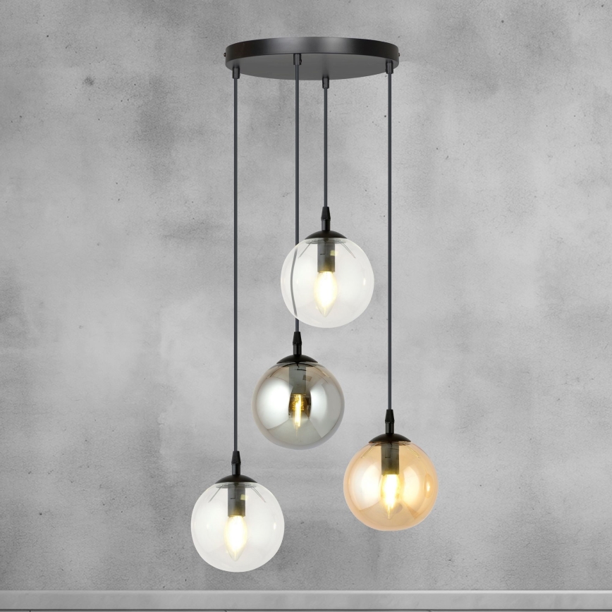 Hängeleuchte COSMO 4xE14/10W/230V d 40 cm schwarz/grau/beige/klar