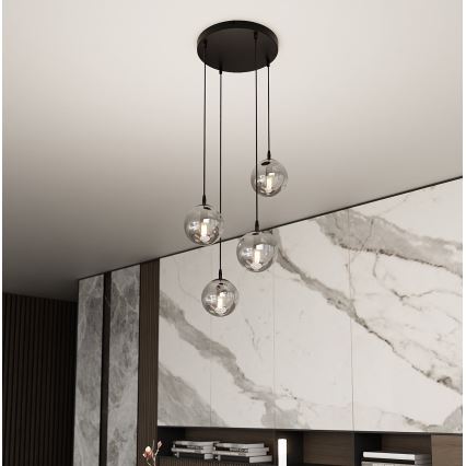 Hängeleuchte COSMO 4xE14/10W/230V d 40 cm schwarz/grau