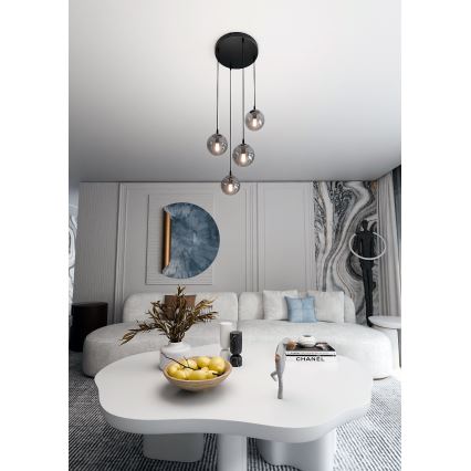 Hängeleuchte COSMO 4xE14/10W/230V d 40 cm schwarz/grau