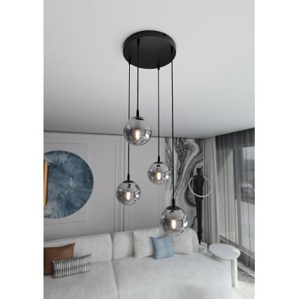 Hängeleuchte COSMO 4xE14/10W/230V d 40 cm schwarz/grau