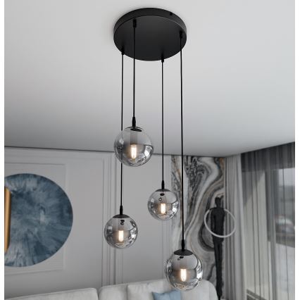 Hängeleuchte COSMO 4xE14/10W/230V d 40 cm schwarz/grau