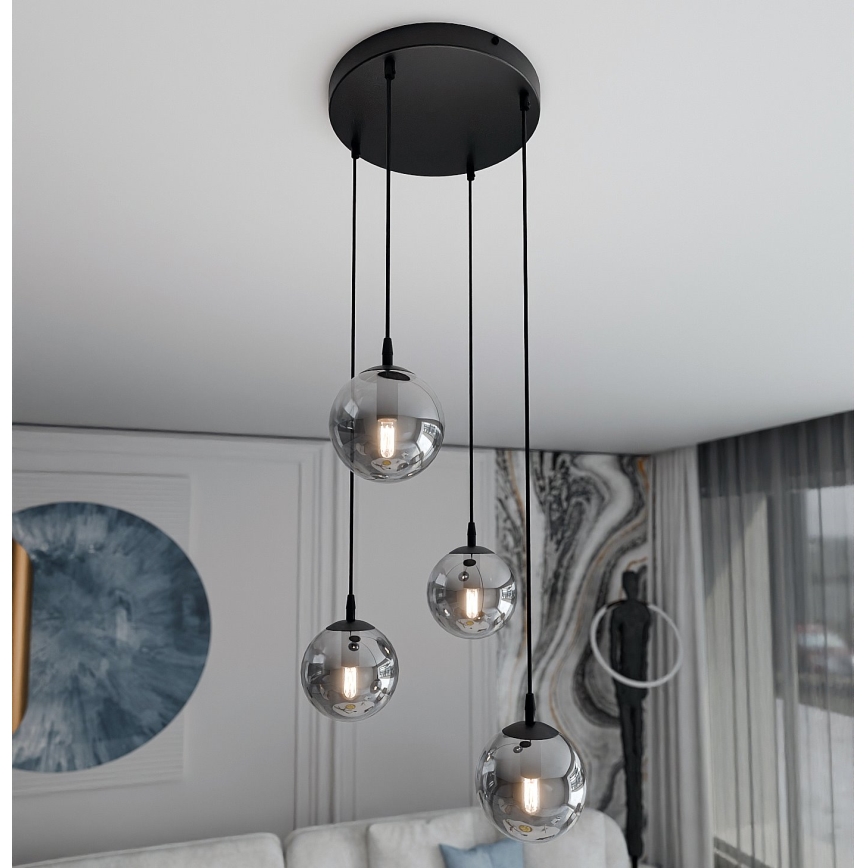 Hängeleuchte COSMO 4xE14/10W/230V d 40 cm schwarz/grau