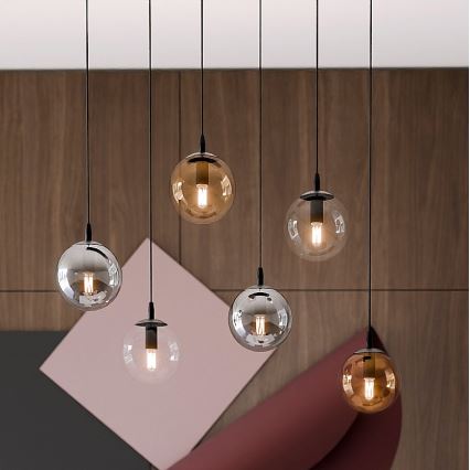 Hängeleuchte COSMO 6xE14/10W/230V schwarz/grau/beige/klar