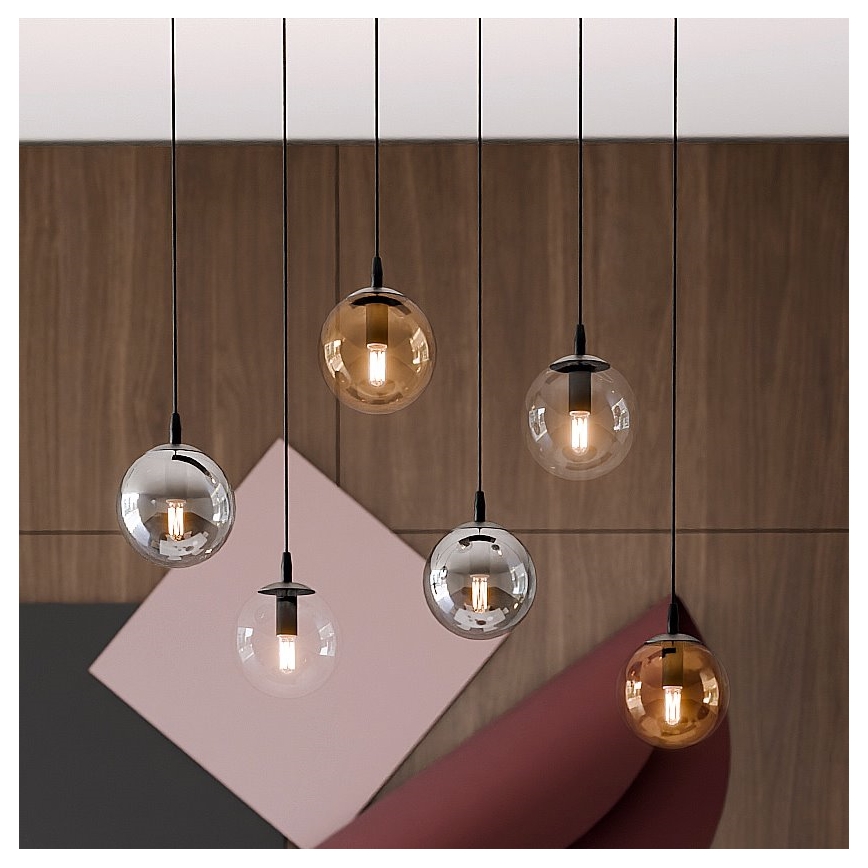 Hängeleuchte COSMO 6xE14/10W/230V schwarz/grau/beige/klar