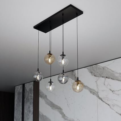 Hängeleuchte COSMO 6xE14/10W/230V schwarz/grau/beige/klar
