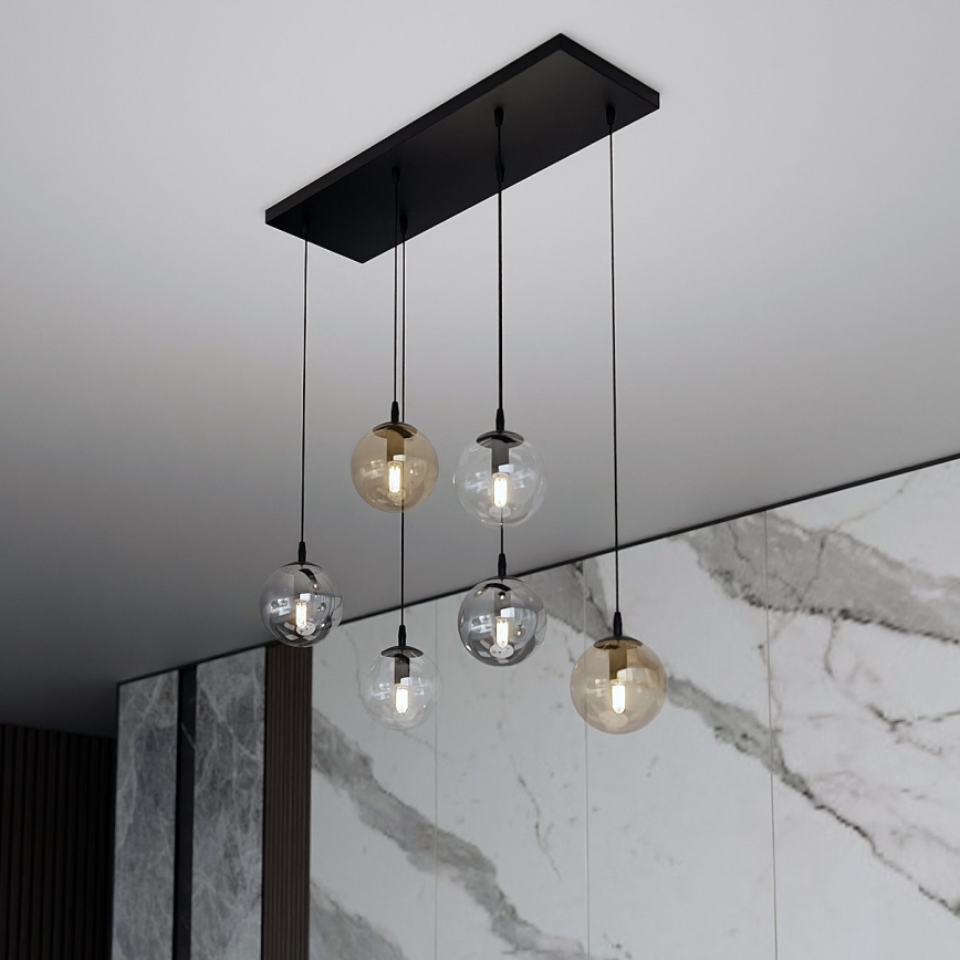 Hängeleuchte COSMO 6xE14/10W/230V schwarz/grau/beige/klar