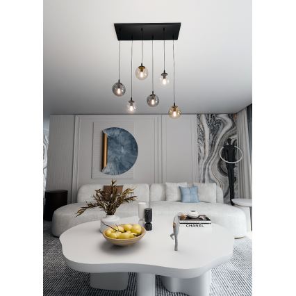 Hängeleuchte COSMO 6xE14/10W/230V schwarz/grau/beige/klar