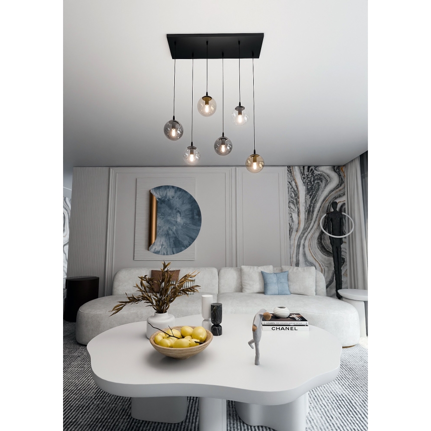 Hängeleuchte COSMO 6xE14/10W/230V schwarz/grau/beige/klar