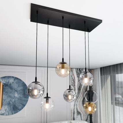 Hängeleuchte COSMO 6xE14/10W/230V schwarz/grau/beige/klar