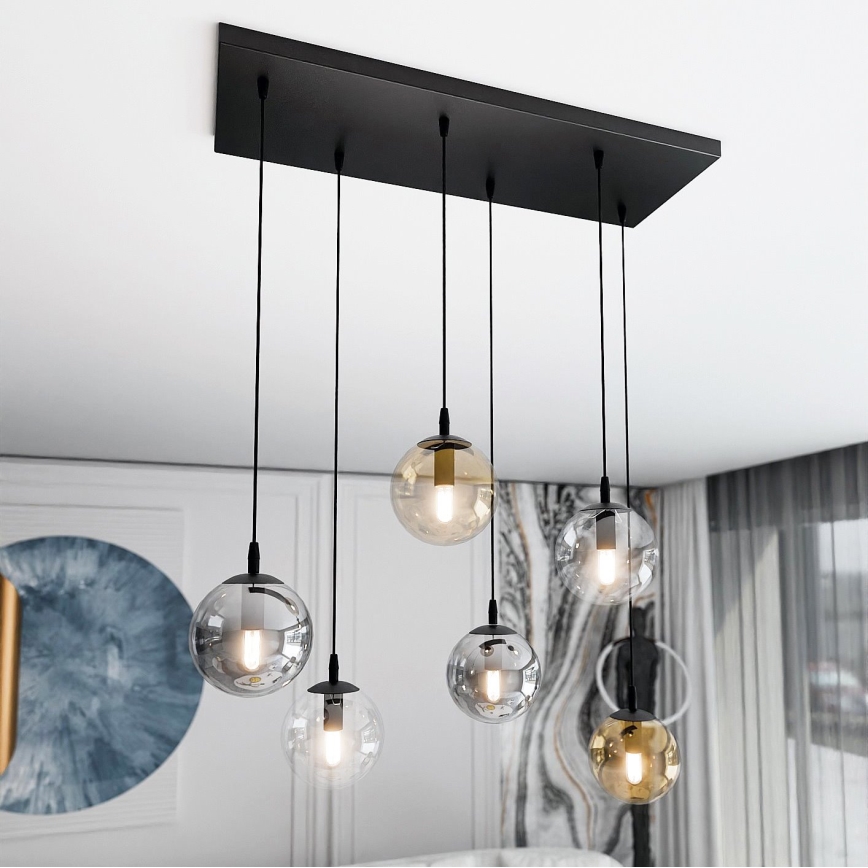 Hängeleuchte COSMO 6xE14/10W/230V schwarz/grau/beige/klar