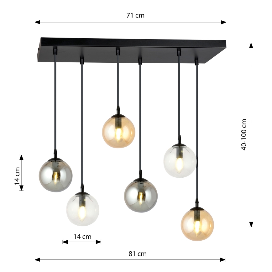 Hängeleuchte COSMO 6xE14/10W/230V schwarz/grau/beige/klar