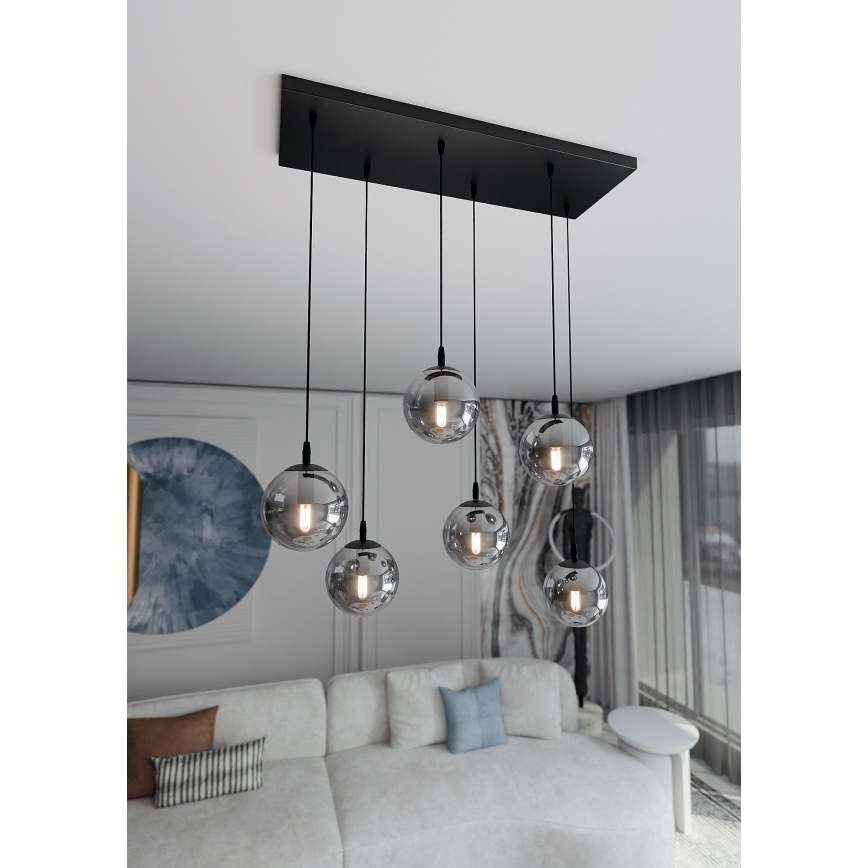 Hängeleuchte COSMO 6xE14/10W/230V schwarz/grau